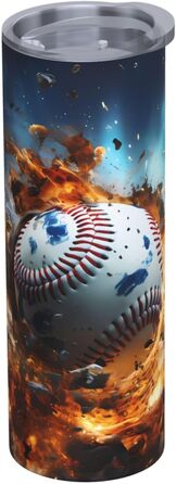 Кухоль з прямою трубочкою, 590 мл, Гарячий бейсбол, з принтом, дорожній кухоль, підходить для кемпінгу, офісу та дому