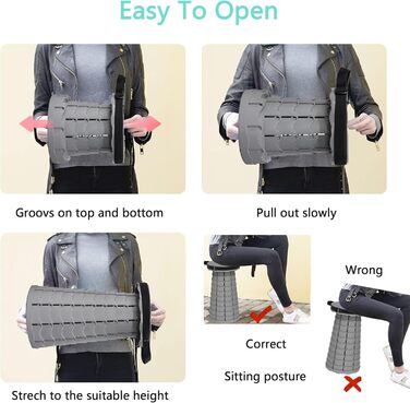 Портативний складаний стілець з подушкою, складний кемпінговий стілець, телескопічний складаний стілець для дорослих для походів, риболовлі, подорожей, барбекю, вантажопідйомність 200 кг з сумкою для перенесення, сірий