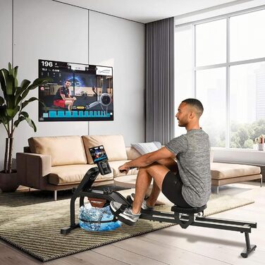 Гребний тренажер Christopeit для домашнього використання водний гребний тренажер WP 2000 або Garda алюмінієва рейка Bluetooth до 120 кг Garda, включаючи захисний килимок для підлоги