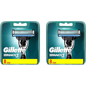 Леза для бритви Gillette Mach3, 12 змінних лез для мокрих бритв чоловічі з 3-кратним лезом (8 шт. (2 упаковки))