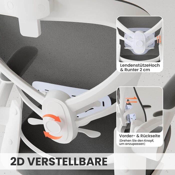 Ергономічне офісне крісло Gotland з сітки з 3D-підлокітниками та поперековою опорою, регульоване по висоті крісло для домашнього офісу та офісу, темно-сіре