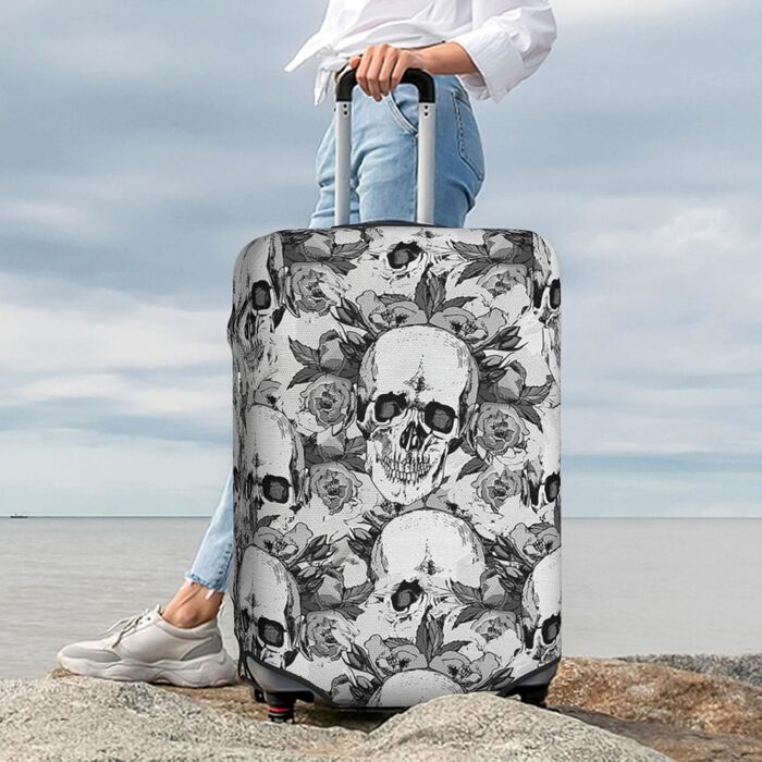 Чохол для валізи BAFAFA з принтом черепа та скелета, захист від подряпин та пилу, еластичний, чорний, розмір 95