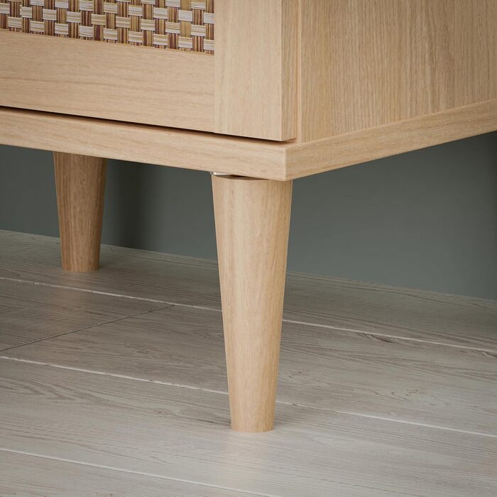 Шафа 165, Шафа в стилі бохо з 3 дверима, вішалка для одягу, полиці, інженерна деревина, декор дуба Elegancia/технораттан, 165 см завширшки x 208 см заввишки x 52 см завглибшки, 3-дверна шафа