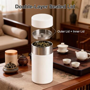Чайник з нержавіючої сталі, чайники для розсипного чаю (200 г) з герметичними подвійними кришками, круглий кавник для зберігання чаю, кави, цукру, какао, спецій на кухні та в побуті