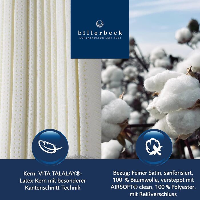 Подушка для шиї Billerbeck LATEXI - розмір подушки для шиї приблизно 40 x 80 см подушка з литою латексною серцевиною регульована по висоті