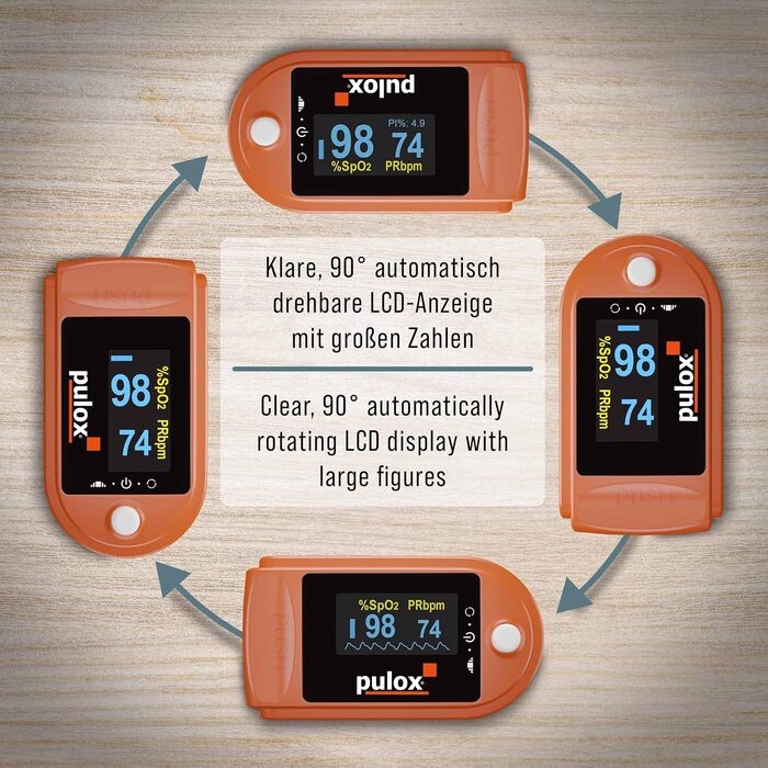 Пульсоксиметр PULOX PO-200 Solo in Finger Pulse Oximeter для вимірювання пульсу та насичення киснем на пальці (помаранчевий)