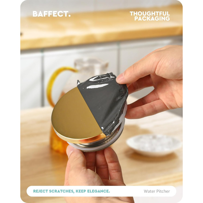 Глечик для води Baff, графин зі скла з кришкою з нержавіючої сталі, герметичні дверцята холодильника Графини для гарячих або холод