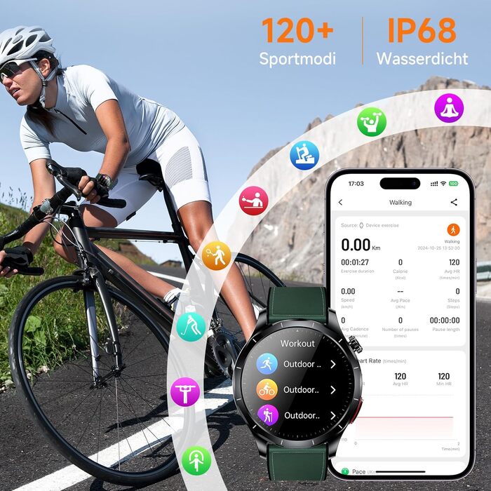 Новий чоловічий смарт-годинник 2026 року з ЕКГ/ВСР/кров&39яним тиском/ІМТ/сечовою кислотою, 1,43-дюймовий AMOLED-годинник для здоров&39я з 24-годинним вимірюванням кров&39яного тиску, SpO2, апное, монітором сну, екстреним викликом SOS, фітнес-годинник, An