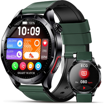 Новий чоловічий смарт-годинник 2026 року з ЕКГ/ВСР/кров&39яним тиском/ІМТ/сечовою кислотою, 1,43-дюймовий AMOLED-годинник для здоров&39я з 24-годинним вимірюванням кров&39яного тиску, SpO2, апное, монітором сну, екстреним викликом SOS, фітнес-годинник, An