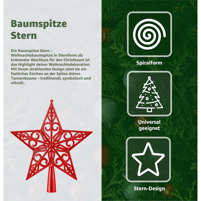 Верхівка для ялинки червона зірка TK Gruppe Timo Klingler