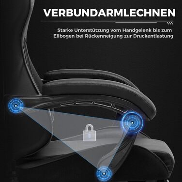 Ігрове крісло GTPLAYER Офісне крісло Масажне ігрове крісло Ергономічне ігрове крісло, підголівник з масажною подушкою для попереку, м&39яке ігрове крісло, обертове крісло чорного кольору