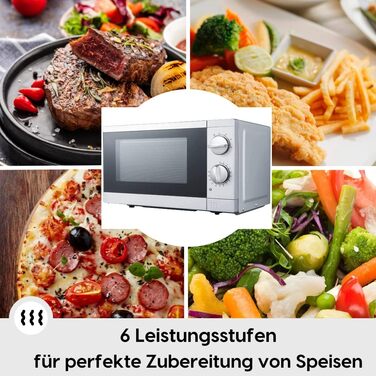 Мікрохвильова піч PKM Підставка під стільницею I 700 Вт Потужність мікрохвильової печі I 17 л Варильна камера i 6 рівнів потужності i Функція розморожування i Металевий корпус i Поворотний стіл (24,5 см) i Таймер 30 хвилин I блокування від дітей I Натиска