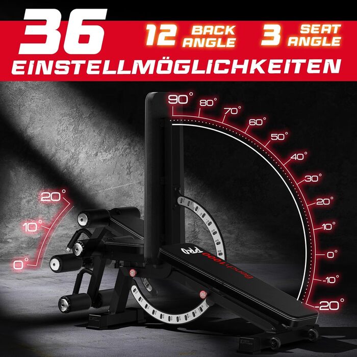 Регульована силова лава Keppi, вантажопідйомністю 600 кг, з кутом нахилу та горизонтальною лавою для домашнього фітнесу, багатофункціональна тренувальна лава для жиму лежачи, силових тренувань та тренувань усього тіла - Bench1000 Pro