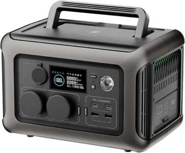 Портативна електростанція ALLPOWERS, резервне живлення від LiFePO4 акумулятора ємністю 299 Втгод з 2 виходами змінного струму по 600 Вт (пік 1200 Вт), сонячний генератор для подорожей, кемпінгу, саду, вечірок Ap-r600