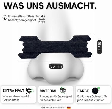 Назальні пластирі чорні, упаковка з 30 преміальних назальних пластирів, проти хропіння, додаткова підтримка для занять спортом та кращої якості сну, краще дихання при закладеному носі, назальні пластирі один розмір 75 Ефективність
