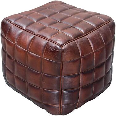 Дизайн інтер&39єру invicta, натуральна шкіряна табуретка, коричневе сидіння, табуретка для ніг, шкіряне сидіння, куб, шкіряний табурет, приставний столик для вітальні