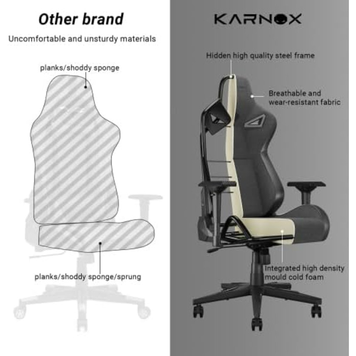 Ергономічне ігрове крісло Підтримка голови та попереку, велике високе офісне крісло, тканинний чохол, функція нахилу 155 з механізмом блокування, темно-сірий
