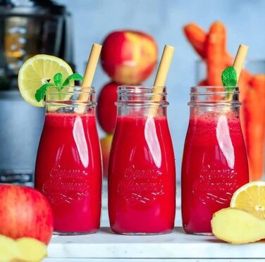 Повільна соковижималка Kuvings B8200 багатофункціональна соковижималка для фруктів та овочів, смузі, сорбетів з двигуном 240 Вт та жолобом подачі 82 мм (матовий темно-червоний)