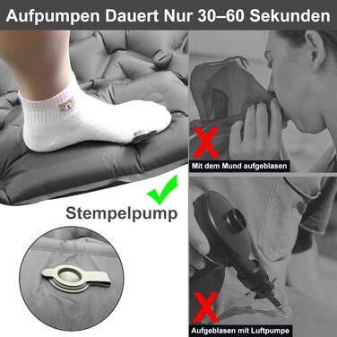 Килимок для сну YOUXIU, надувний матрац для кемпінгу з вбудованою подушкою та насосом для ніг, килимок для кемпінгу на відкритому повітрі для походів, пляжу, подорожей, наметів