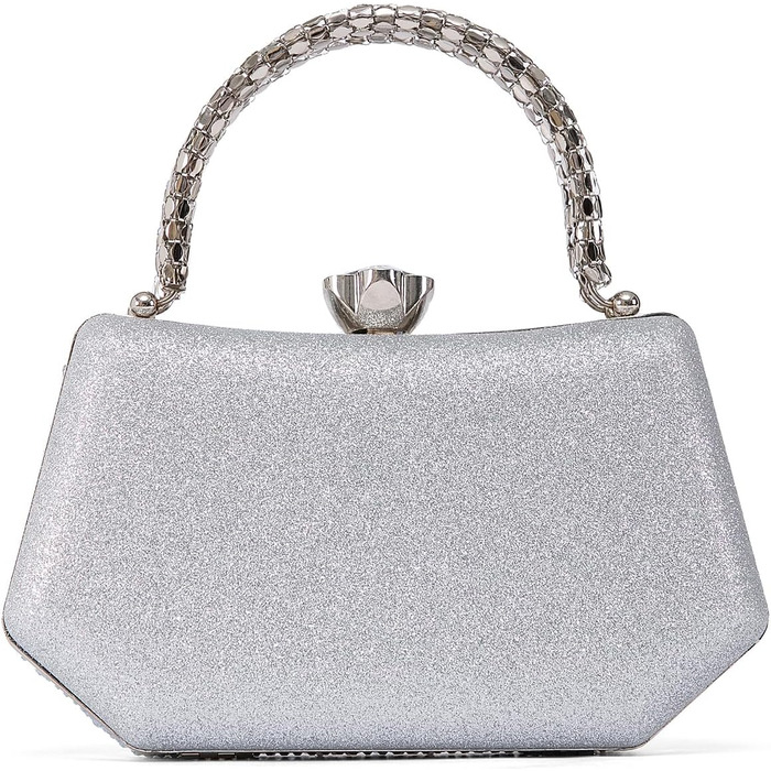 Вишукана кришталева вечірня сумочка Zweig & Ewigkeit з кристалами та срібною металевою ручкою 20 см блискуче клатч для особливих подій, білого кольору