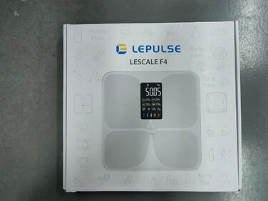 Шкала жиру в організмі Lepulse Lescale F4 pro, ваги з жировими відкладеннями та м'язовою масою, ваги для ванної кімнати з аналізом жиру в організмі, шкала складу тіла, надточні ваги тіла, тенденція, великий дисплей, 15 вимірювань тіла (білий)