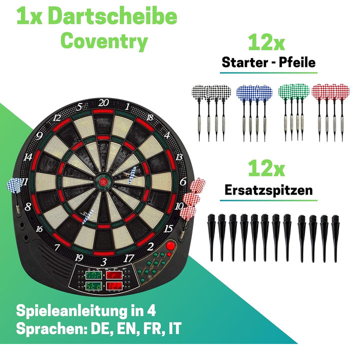 Найкращий спортивний електронний дартс у Ковентрі Електронний дартс зі світлодіодними дисплеями Електронний дартс з 12 дартсами та запасними наконечниками Високоякісний дартс-машина для 16 гравців