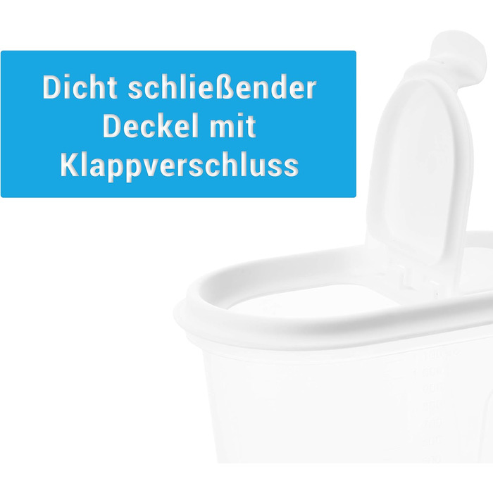 Контейнери для зберігання 2friends, контейнери-шейкери, набір із 6 шт. , білі з кришками на шарнірах, 1,1 літра, білі кришки, 100 придатні для переробки, зроблено в ЄС