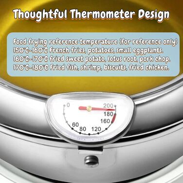 Горщик для смаження в японському стилі, маленька фритюрниця з термометром і кришкою, каструля з нержавіючої сталі, сумісна з індукційною плитою (великий розмір 24 см)