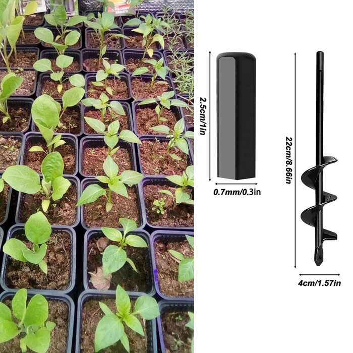 Буровий наконечник для акумуляторного шуруповерта 6x37см / 8x30см / 4x22см, садовий бур для дриля, бур для посадки цибулин з шестигранним хвостовиком 3/8, ручний бур для копання та посадки рослин 6 x 37 см / 8 x 30 см / 4 x 22 см