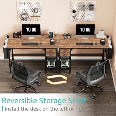 Невеликий письмовий стіл Lufeiya з 2 шухлядами, комп&39ютерний стіл, офісний стіл з полицею та сумкою для зберігання, невеликий письмовий стіл для офісу, кабінет, вінтажний коричневий, коричневий колір 39,4 дюйма