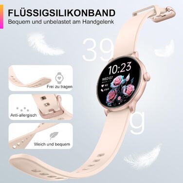 Розумний годинник для жінок та чоловіків, 1,43-дюймовий AMOLED-дисплей, Bluetooth-дзвінки, фітнес-трекер із монітором серцевого ритму та сну, водонепроникний фітнес-годинник IP68 для Android та iOS, рожевий