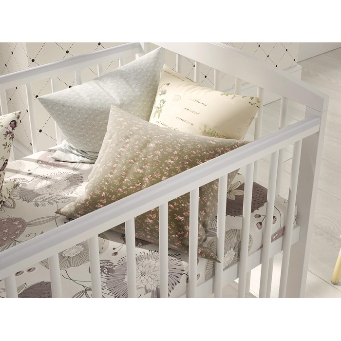 Дитяче ліжко Love For Sleep Jacob, біле, з шухлядою, 120 x 60 см, з матрацом та чохлом, дерев&39яний захисний бар&39єр, захисний чохол