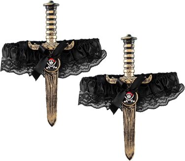 Набір із 2 предметів для підв&39язок на Хелловін, костюм пірата для жінок, підв&39язка для ніг у формі піратського кинджала, для косплею, вечірок на Хелловін, заходів у піратському стилі, чорний, один розмір