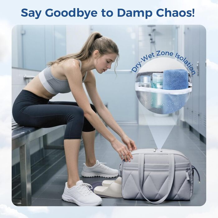 Жіноча дорожня сумка, легка спортивна сумка-пуховик з відділенням для взуття, сумка для вихідних, сумка для клініки, сумка для пологів, сумка для лікарні, дорожня сумка для авіаперельотів, фітнесу, сауни (сіра) Розмір сірий M 42*20*29