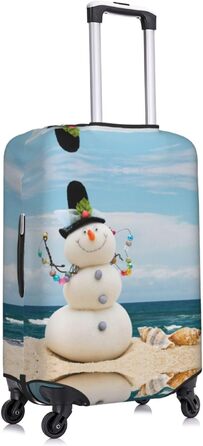 Чохол для валізи Сніговик на пляжі, захисний, міцний, для валіз розміром 45.7-81.3 см, чорний, малий