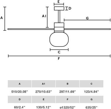 Великий білий стельовий вентилятор з кульковим світлодіодом, Smart, 20 Вт, 2700 К, 6 швидкостей
