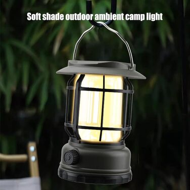 Акумуляторний кемпінговий ліхтар вінтажний світлодіодний ліхтар, водонепроникний вуличний ліхтар для використання під час відключення електроенергії та у дворі, чорний