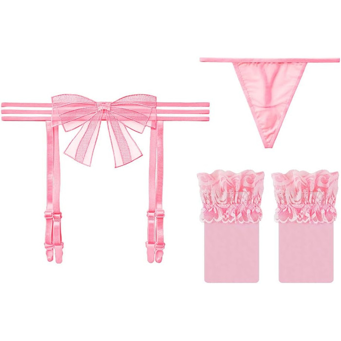 Жіночий мереживний комплект із 3 підв&39язок, панчохи стрінги, регульована білизна, сексуальний пояс для панчіх, чорний/білий/червоний/рожевий