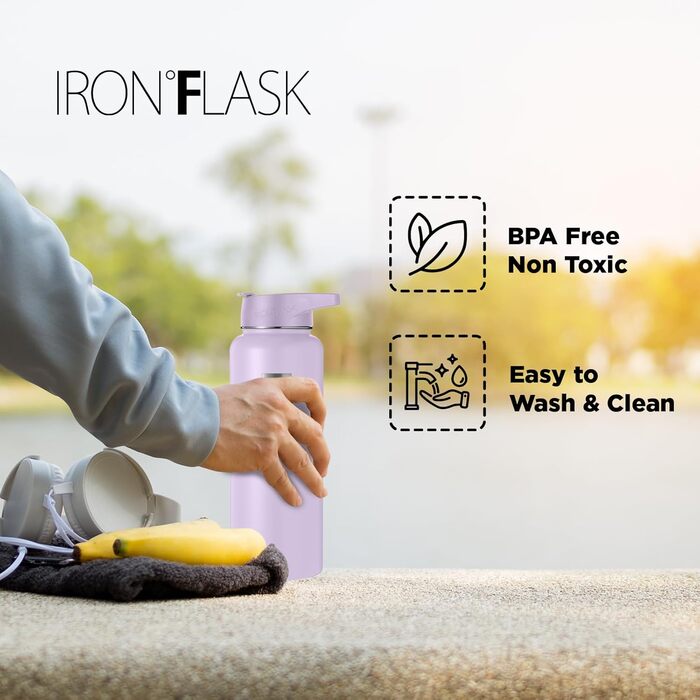 Спортивна пляшка для води IRON FLASK, з широким отвором і 3 носиками, пляшки з нержавіючої сталі для чоловіків, жінок і дітей, з п