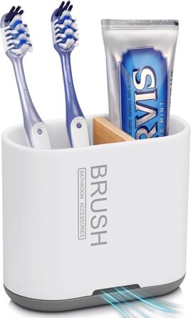 Тримач для зубних щіток PARKMANI, тримач для електричних зубних щіток для органайзера для ванної кімнати, знімний органайзер для зубних щіток для ванної кімнати зі зливним отвором для сімї, дітей (білий)