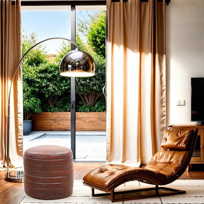 Вінтажний табурет Marrakech з подушкою для сидіння, включаючи наповнювач, виготовлений з натуральної шкіри Пуф-табурет Janeiro кольору коньяку, круглий, 45 см Крісло-мішок для ніг як декор скандинавської спальні та вітальні