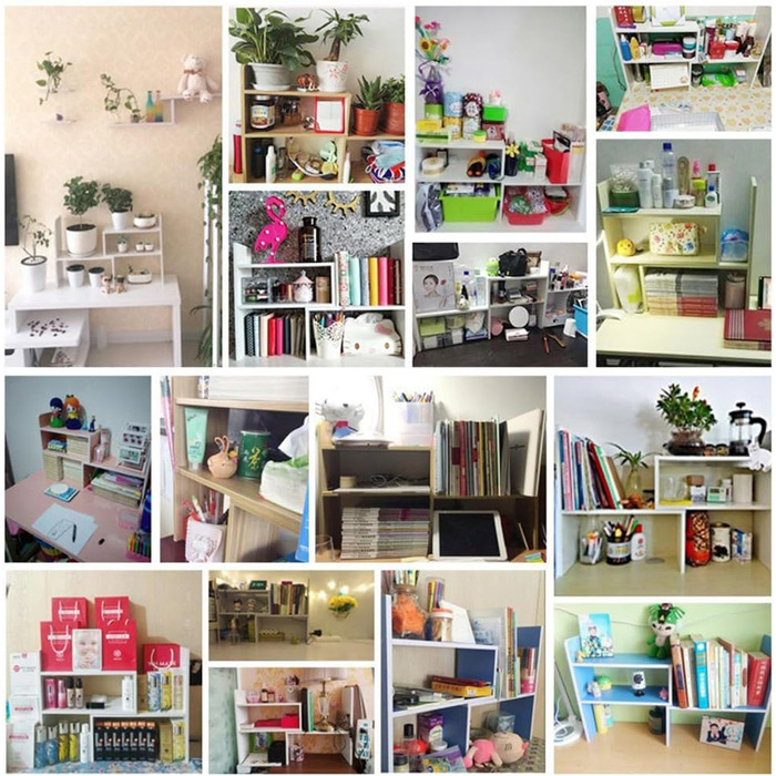 Дерев&39яна полиця для столу, маленька біла книжкова полиця, органайзер для столу, регульований органайзер для столу, книжкова полиця для офісу, кухні (біла)