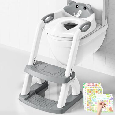 Дитяче сидіння для унітазу зі сходинками, регульоване по висоті, складне дитяче сидіння для унітазу 2 в 1 з м&39яким сидінням, сті