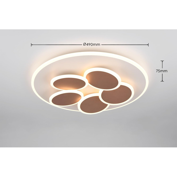 Стельовий LED-світильник Trio Mandala 653210676, метал, теплий сірий/кавовий, 35 Вт, з пультом, димером, регулюванням кольору світла, таймером та нічним режимом