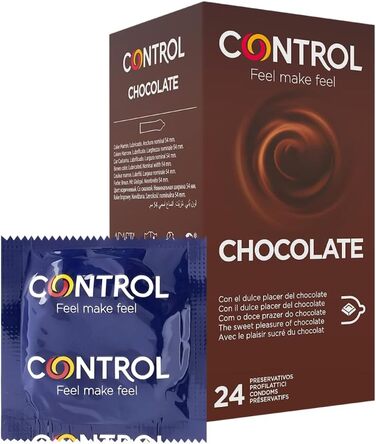 Презервативи з натурального латексу CONTROL CHOCOLATE зі смаком шоколаду - 24 шт. и. Шоколадно-коричневі, 24 шт. и (1 упаковка)