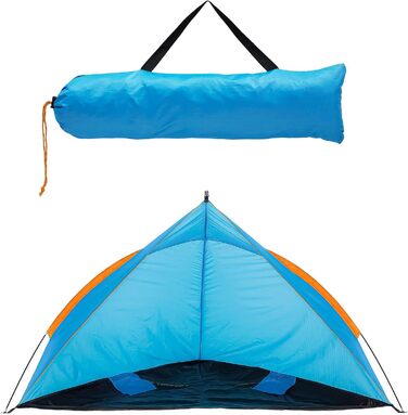 Пляжний намет Blumixx Pop-Up для 2-3 осіб вітрозахисний та сонцезахисний пляжний намет, компактно складаний, легкий дорожній пляжний намет, дитячий пляжний намет, захист від ультрафіолету, 220x120x120 см, бірюзовий
