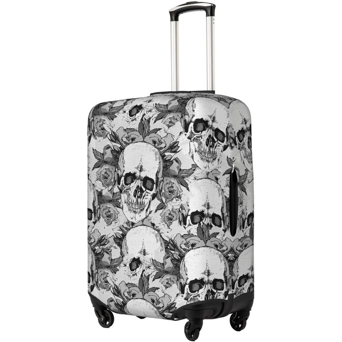 Чохол для валізи BAFAFA з принтом черепа та скелета, захист від подряпин та пилу, еластичний, чорний, розмір 95