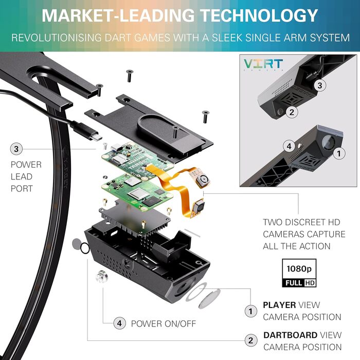Система віртуальної камери для дартсу Target Darts Віртуальна камера для дартсу, камери для дартсу в реальному часі, інтерактивна гра в дартс із додатком DartCounter, сумісна з Corona Light