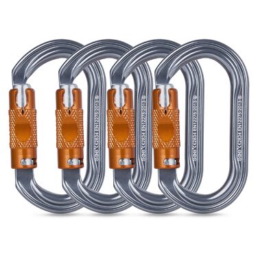 Карабіни для скелелазіння, карабіни з алюмінієвого сплаву для гамаків, гойдалок, кемпінгу, риболовлі, туристичного спорядження, 27KN - 4 шт. у упаковці