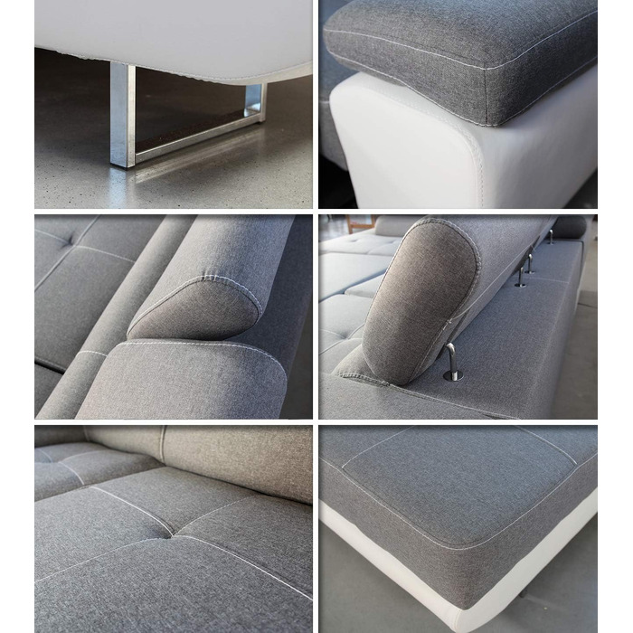 Кутовий диван Sofnet Divo з функцією сну, відділенням для зберігання речей та регулюванням підголівника, м&39який кутовий диван, комплект для вітальні, розкладний диван, кушетка, диван, пружинна серцевина (Сірий (Kronos 22), Кутовий диван лівий)